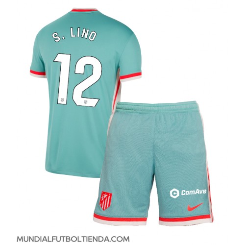 Camiseta Atletico Madrid Samuel Lino #12 Segunda Equipación Replica 2024-25 para niños mangas cortas (+ Pantalones cortos)